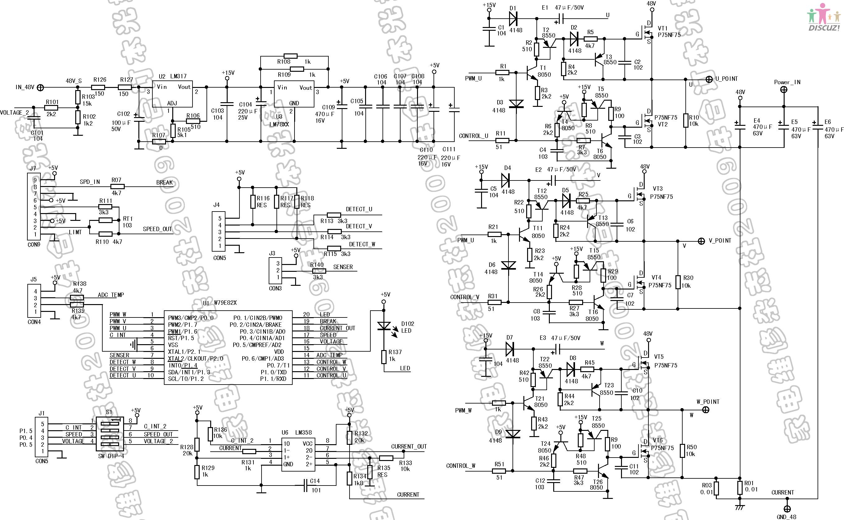 采用单片机w79e82的电动自行车控制器电路.jpg