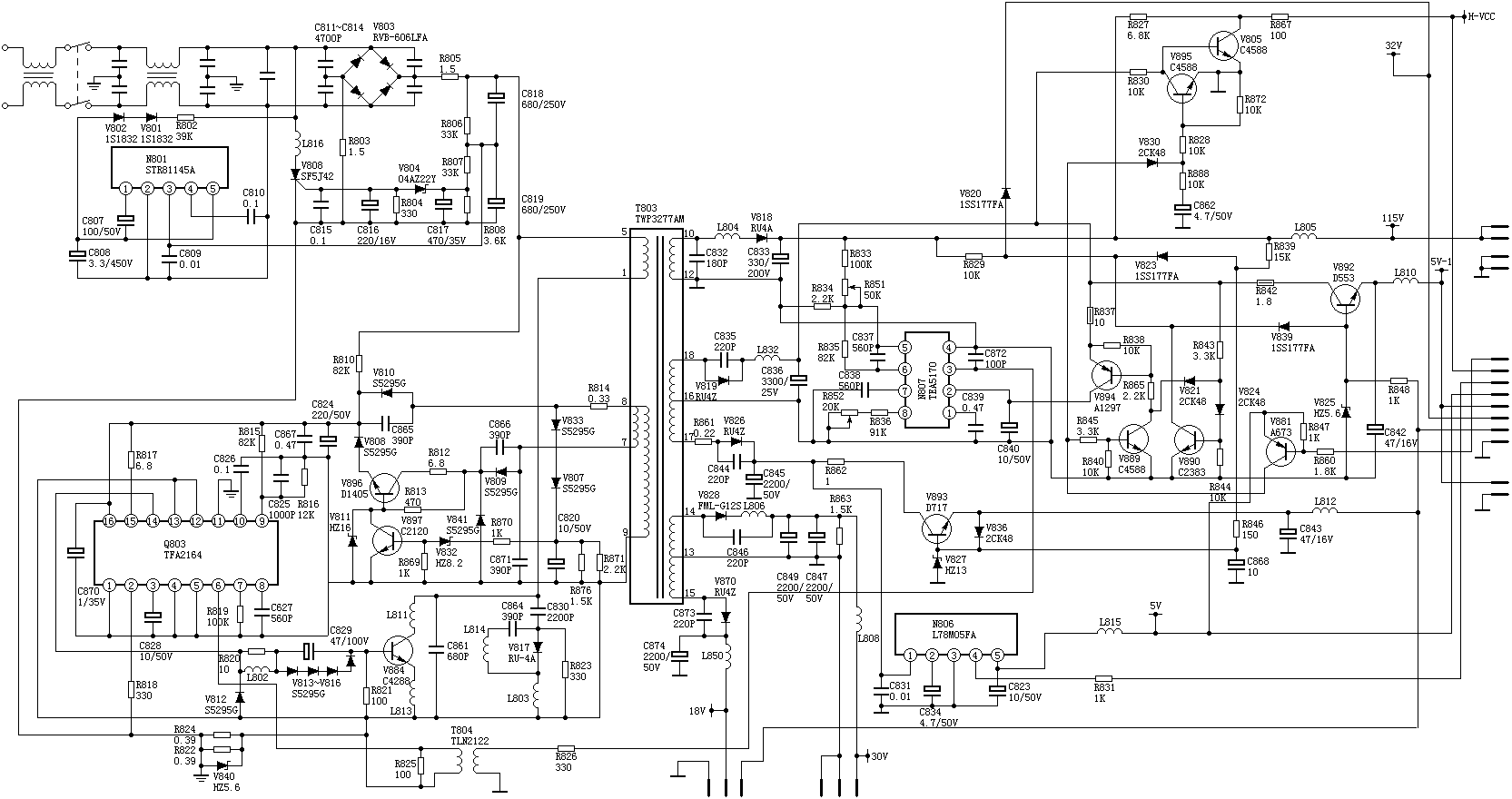 涵盖大部分彩电开关电源的电路图资料.绝对实用